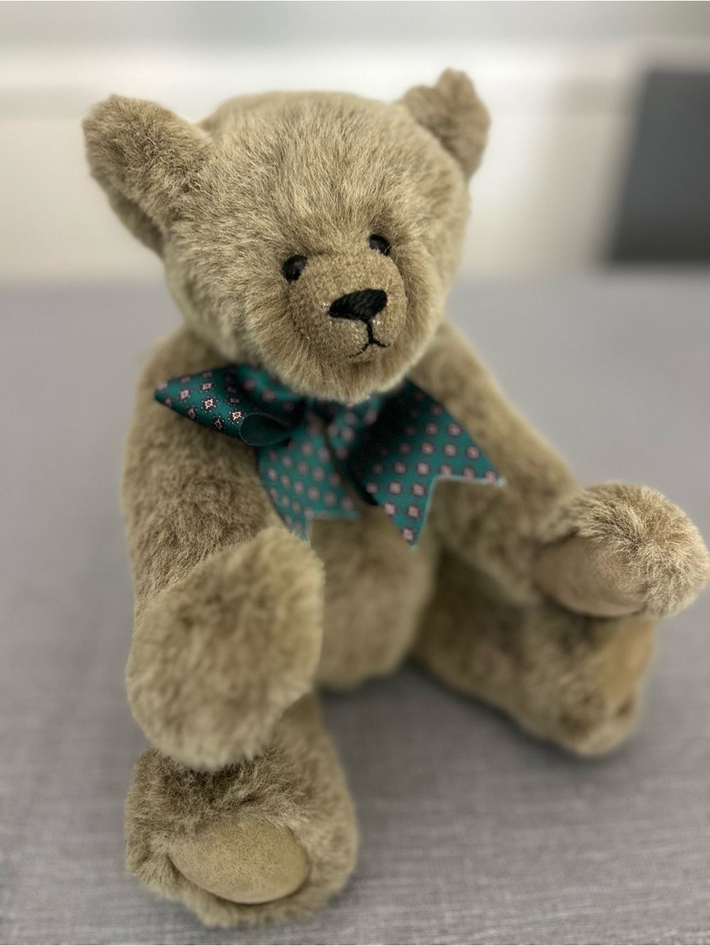 Vintage Handmade Plush Teddy Bear Jointed Reanee Gladden Collectible 1987 12”